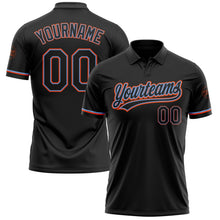 Laden Sie das Bild in den Galerie-Viewer, Uksn Individuelles Schwarz Schwarz Puderblau-Orange Vapor Golf Funktions-Poloshirt