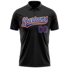 Laden Sie das Bild in den Galerie-Viewer, Uksn Individuelles Schwarz Royalblau-Orange Vapor Golf Funktions-Poloshirt