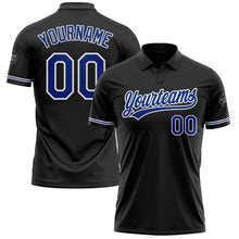 Laden Sie das Bild in den Galerie-Viewer, Uksn Individuelles Schwarz Royalblau-Weiß Vapor Golf Funktions-Poloshirt