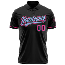 Laden Sie das Bild in den Galerie-Viewer, Uksn Individuelles Schwarz Pink-Hellblau Vapor Golf Funktions-Poloshirt