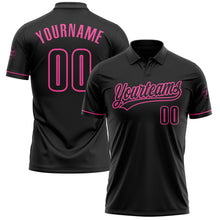 Laden Sie das Bild in den Galerie-Viewer, Uksn Individuelles Schwarz Schwarz-Pink Vapor Golf Funktions-Poloshirt