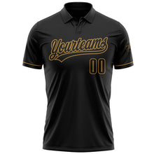 Laden Sie das Bild in den Galerie-Viewer, Uksn Individuelles Schwarz Schwarz-Altgold Vapor Golf Funktions-Poloshirt