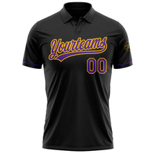 Laden Sie das Bild in den Galerie-Viewer, Uksn Individuelles Schwarz Violett-Gold Vapor Golf Funktions-Poloshirt