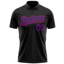 Laden Sie das Bild in den Galerie-Viewer, Uksn Individuelles Schwarz Violett-Hot Pink Vapor Golf Funktions-Poloshirt