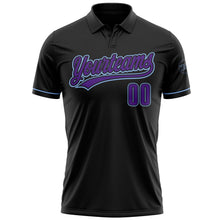 Laden Sie das Bild in den Galerie-Viewer, Uksn Individuelles Schwarz Violett-Hellblau Vapor Golf Funktions-Poloshirt