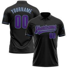 Laden Sie das Bild in den Galerie-Viewer, Uksn Individuelles Schwarz Violett-Hellblau Vapor Golf Funktions-Poloshirt