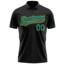 Laden Sie das Bild in den Galerie-Viewer, Uksn Individuelles Schwarz Petrol-Gelb Vapor Golf Funktions-Poloshirt