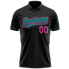 Laden Sie das Bild in den Galerie-Viewer, Uksn Individuelles Schwarz Pink-Petrol Vapor Golf Funktions-Poloshirt