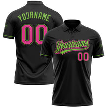Laden Sie das Bild in den Galerie-Viewer, Uksn Individuelles Schwarz Pink-Neongrün Vapor Golf Funktions-Poloshirt