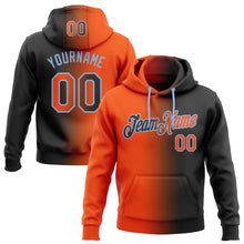 Laden Sie das Bild in den Galerie-Viewer, Uksn Individuelles Bestickt Schwarz Orange-Hellblau Farbverlauf Mode Sport Pullover Sweatshirt Hoodie