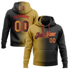 Laden Sie das Bild in den Galerie-Viewer, Uksn Individuelles Bestickt Schwarz Altgold-Rot Farbverlauf Mode Sport Pullover Sweatshirt Hoodie