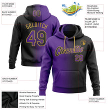 Laden Sie das Bild in den Galerie-Viewer, Uksn Individuelles Bestickt Schwarz Violett-Altgold Farbverlauf Mode Sport Pullover Sweatshirt Hoodie