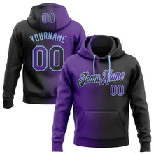 Laden Sie das Bild in den Galerie-Viewer, Uksn Individuelles Bestickt Schwarz Violett-Hellblau Farbverlauf Mode Sport Pullover Sweatshirt Hoodie