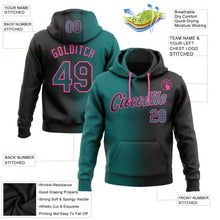Laden Sie das Bild in den Galerie-Viewer, Uksn Individuelles Bestickt Schwarz Petrol-Pink Farbverlauf Mode Sport Pullover Sweatshirt Hoodie