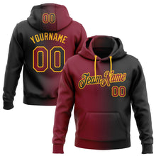 Laden Sie das Bild in den Galerie-Viewer, Uksn Individuelles Bestickt Schwarz Karmesinrot-Gold Farbverlauf Mode Sport Pullover Sweatshirt Hoodie