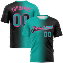 Laden Sie das Bild in den Galerie-Viewer, Uksn Individuelles Schwarz Aqua-Pink Farbverlauf Fashion Funktions-T-Shirt