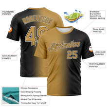 Laden Sie das Bild in den Galerie-Viewer, Uksn Individuelles Schwarz Altgold-Weiß Farbverlauf Fashion Funktions-T-Shirt