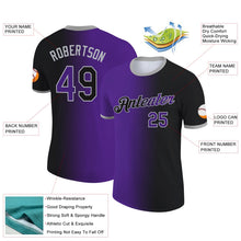 Laden Sie das Bild in den Galerie-Viewer, Uksn Individuelles Schwarz Violett-Grau Farbverlauf Fashion Funktions-T-Shirt