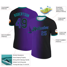 Laden Sie das Bild in den Galerie-Viewer, Uksn Individuelles Schwarz Violett-Petrol Farbverlauf Fashion Funktions-T-Shirt