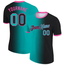 Laden Sie das Bild in den Galerie-Viewer, Uksn Individuelles Schwarz Aqua-Pink Farbverlauf Fashion Funktions-T-Shirt