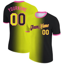 Laden Sie das Bild in den Galerie-Viewer, Uksn Individuelles Schwarz Neongelb-Pink Farbverlauf Fashion Funktions-T-Shirt