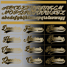Laden Sie das Bild in den Galerie-Viewer, Uksn Individuelles Schwarz Grau-Altgold Verlaufsdesign Eishockey-Trikot mit Schnürkragen