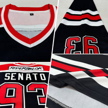 Laden Sie das Bild in den Galerie-Viewer, Uksn Individuelles Schwarz Rot-Weiß Eishockey-Trikot