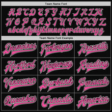 Laden Sie das Bild in den Galerie-Viewer, Uksn Individuelles Bomberjacke in Schwarz-Pink-Weiß mit Druckknopfleiste und Varsity-Letterman-Stil