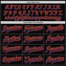 Laden Sie das Bild in den Galerie-Viewer, Uksn Individuelles Bomberjacke in Schwarz-Royalblau-Orange mit Druckknopfleiste, Zweifarben-Design und Varsity-Letterman-Stil