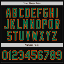 Laden Sie das Bild in den Galerie-Viewer, Uksn Individuelles Bomberjacke in Schwarz-Kelly-Grün-Orange mit Druckknopfleiste, Zweifarben-Design und Varsity-Letterman-Stil