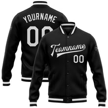 Laden Sie das Bild in den Galerie-Viewer, Uksn Individuelles Bomberjacke in Schwarz-Weiß mit Druckknopfleiste und Varsity-Letterman-Stil