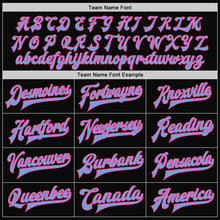 Laden Sie das Bild in den Galerie-Viewer, Uksn Individuelles Bomberjacke in Schwarz-Hellblau-Pink mit Druckknopfleiste und Varsity-Letterman-Stil
