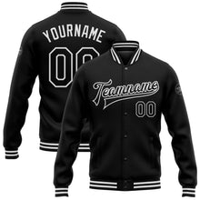 Laden Sie das Bild in den Galerie-Viewer, Uksn Individuelles Bomberjacke in Schwarz-Weiß mit Druckknopfleiste und Varsity-Letterman-Stil