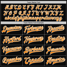 Laden Sie das Bild in den Galerie-Viewer, Uksn Individuelles Bomberjacke in Schwarz-Bay Orange-Weiß mit Druckknopfleiste und Varsity-Letterman-Stil