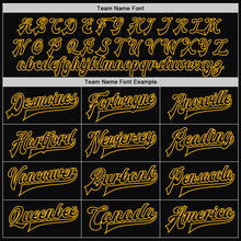 Laden Sie das Bild in den Galerie-Viewer, Uksn Individuelles Bomberjacke in Schwarz-Gold mit Druckknopfleiste und Varsity-Letterman-Stil