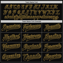 Laden Sie das Bild in den Galerie-Viewer, Uksn Individuelles Bomberjacke in Schwarz-Altgold mit Druckknopfleiste und Varsity-Letterman-Stil