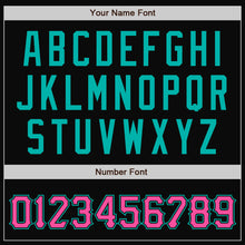 Laden Sie das Bild in den Galerie-Viewer, Uksn Individuelles Bomberjacke in Schwarz mit pinken Nadelstreifen in Aqua, Druckknopfleiste und Varsity-Letterman-Stil