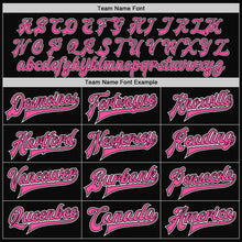 Laden Sie das Bild in den Galerie-Viewer, Uksn Individuelles Bomberjacke in Schwarz mit weißen Nadelstreifen in Pink, Druckknopfleiste und Varsity-Letterman-Stil