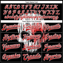 Laden Sie das Bild in den Galerie-Viewer, Uksn Individuelles Bomberjacke in Schwarz-Rot-Weiß mit 3D-Totenkopf-Design, Druckknopfleiste und Varsity-Letterman-Stil