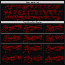 Laden Sie das Bild in den Galerie-Viewer, Uksn Individuelles Bomberjacke in Schwarz-Rot mit Druckknopfleiste, Zweifarben-Design und Varsity-Letterman-Stil