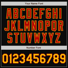 Laden Sie das Bild in den Galerie-Viewer, Uksn Individuelles Bomberjacke in Schwarz-Gold-Rot mit Druckknopfleiste, Zweifarben-Design und Varsity-Letterman-Stil