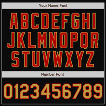 Laden Sie das Bild in den Galerie-Viewer, Uksn Individuelles Bomberjacke in Schwarz-Altgold-Rot mit Druckknopfleiste, Zweifarben-Design und Varsity-Letterman-Stil