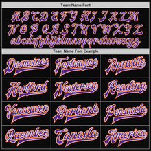 Laden Sie das Bild in den Galerie-Viewer, Uksn Individuelles Bomberjacke in Schwarz-Orange-Violett mit Druckknopfleiste, Zweifarben-Design und Varsity-Letterman-Stil