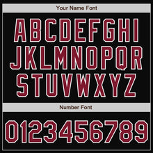 Laden Sie das Bild in den Galerie-Viewer, Uksn Individuelles Bomberjacke in Schwarz-Karmesinrot-Weiß mit Druckknopfleiste, Zweifarben-Design und Varsity-Letterman-Stil