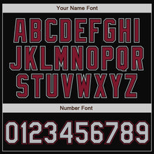 Laden Sie das Bild in den Galerie-Viewer, Uksn Individuelles Bomberjacke in Schwarz-Grau-Karmesinrot mit Druckknopfleiste, Zweifarben-Design und Varsity-Letterman-Stil