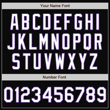 Laden Sie das Bild in den Galerie-Viewer, Uksn Individuelles Bomberjacke in Schwarz-Weiß-Violett mit Druckknopfleiste, Zweifarben-Design und Varsity-Letterman-Stil