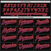 Laden Sie das Bild in den Galerie-Viewer, Uksn Individuelles Bomberjacke in Schwarz-Violett-Orange mit Druckknopfleiste, Zweifarben-Design und Varsity-Letterman-Stil