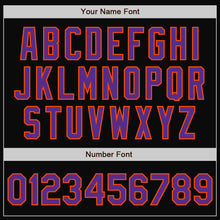 Laden Sie das Bild in den Galerie-Viewer, Uksn Individuelles Bomberjacke in Schwarz-Violett-Orange mit Druckknopfleiste, Zweifarben-Design und Varsity-Letterman-Stil