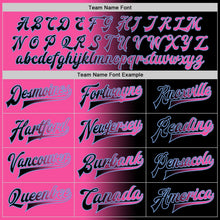 Laden Sie das Bild in den Galerie-Viewer, Uksn Individuelles Bomberjacke in Schwarz-Pink-Hellblau mit Farbverlauf-Design, Druckknopfleiste und Varsity-Letterman-Stil