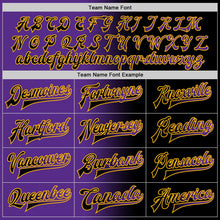 Laden Sie das Bild in den Galerie-Viewer, Uksn Individuelles Bomberjacke in Schwarz-Violett-Gold mit Farbverlauf-Design, Druckknopfleiste und Varsity-Letterman-Stil